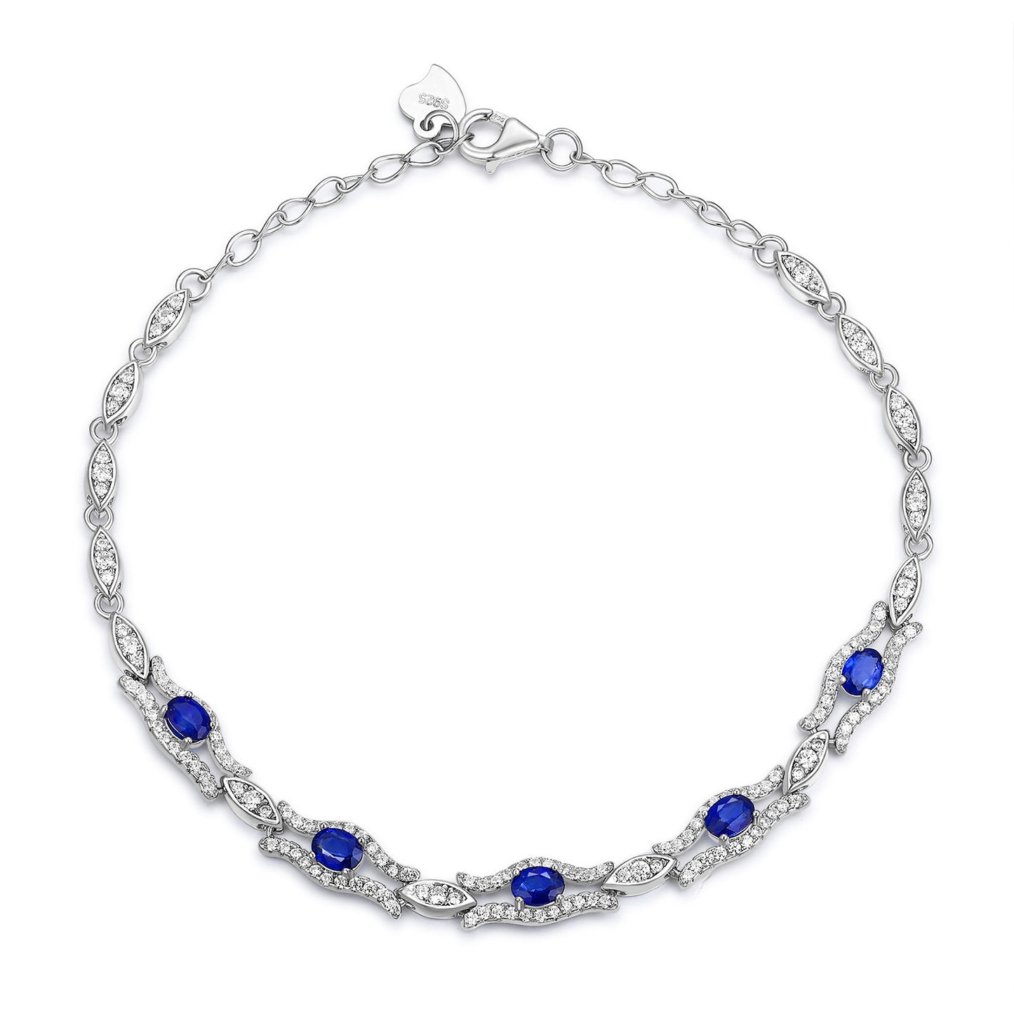 S925 Silver Natural Sapphire Bracelet for Women