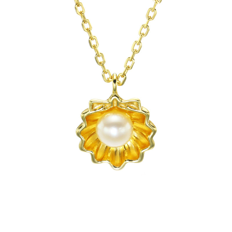 Natural Shell & Freshwater Pearl Frosted Necklace