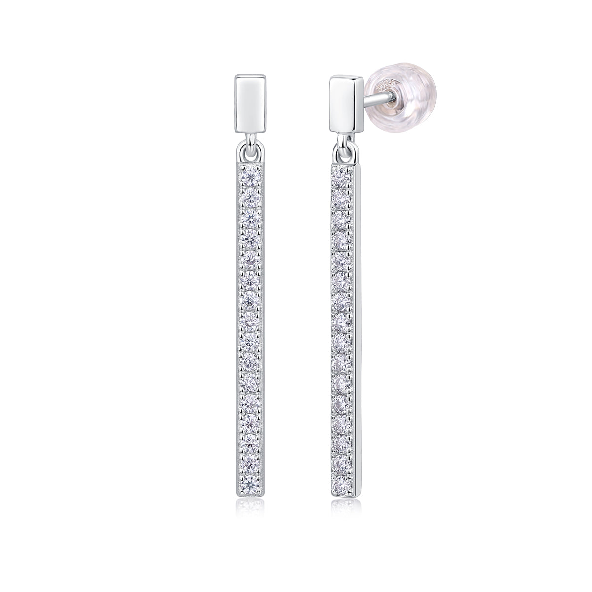 Moissanite Stud Earrings (S925 Silver, Platinum Plated)