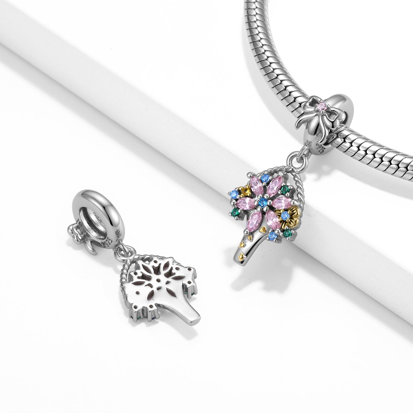 S925 Sterling Silver Warm Bouquet Pendant Charm