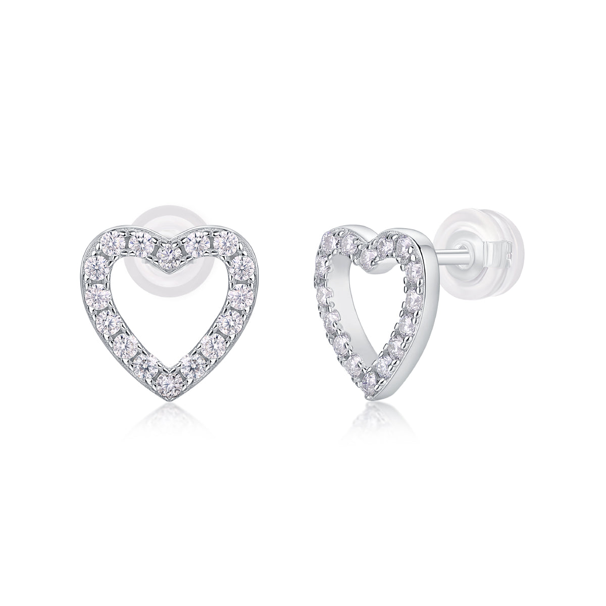 Luxury Heart Moissanite Stud Earrings – S925 Silver