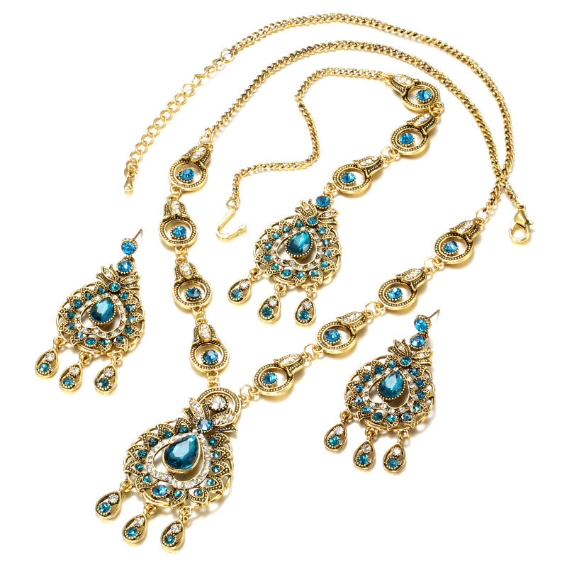 Vintage Indian Necklace & Earrings Jewelry Set