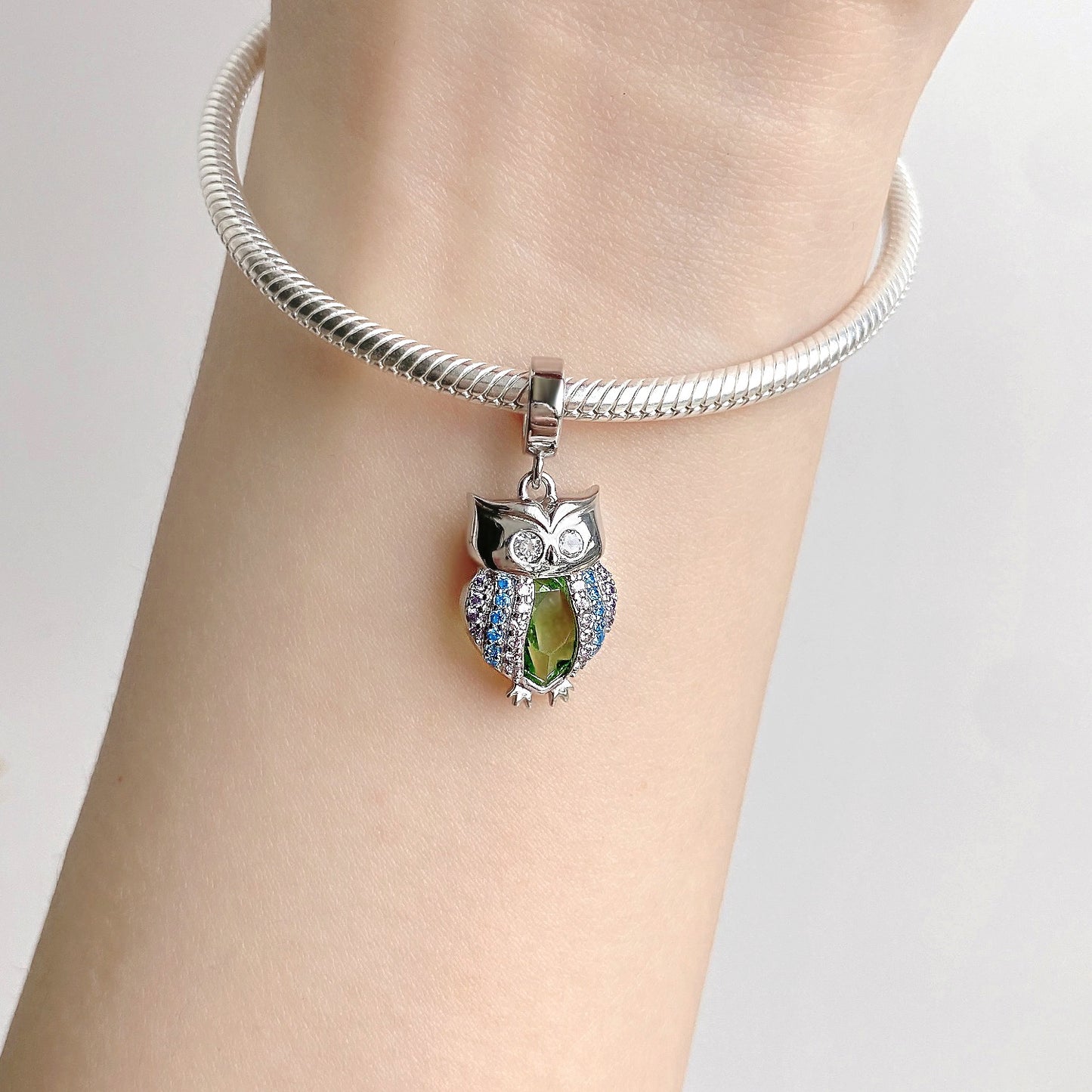 Original Design Owl Pendant Ins Wind Diy Beaded Bracelet Necklace S925 Sterling Silver