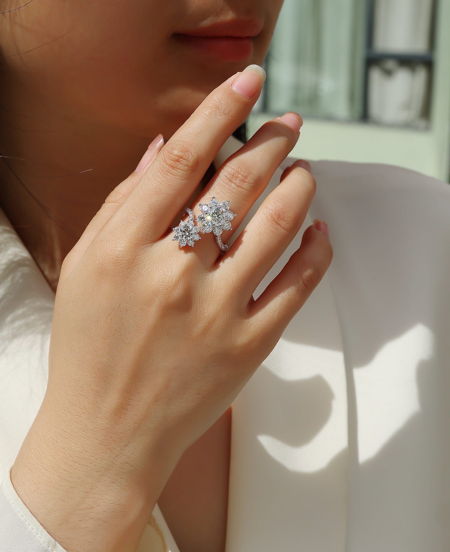 Petal Morning Dew – 1ct Moissanite Ring (S925 Silver, Platinum Plated)