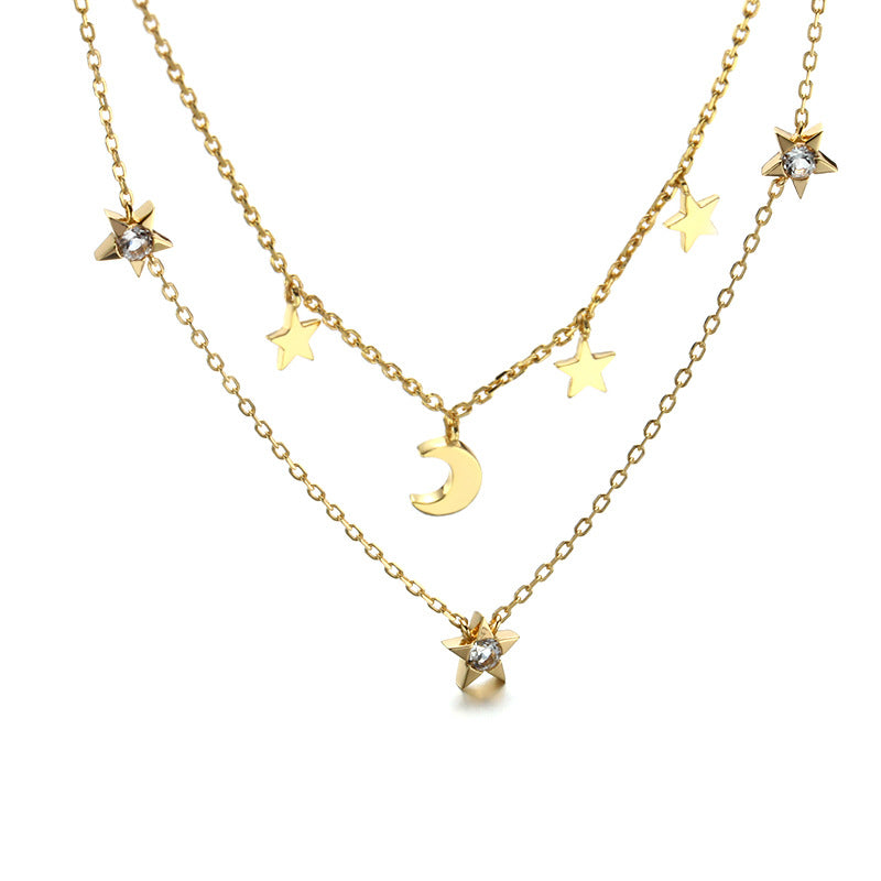 Sterling Silver Gold Plated Fashion Sequin Double Layer