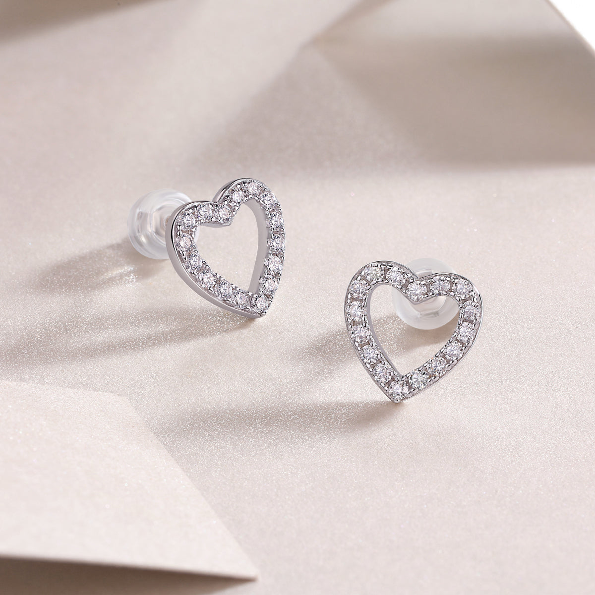 Luxury Heart Moissanite Stud Earrings – S925 Silver