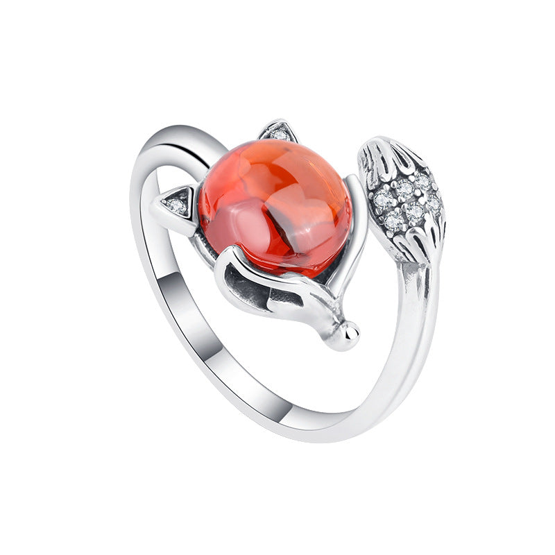 S925 Vintage Ethnic Style Sterling Silver Fox Ring