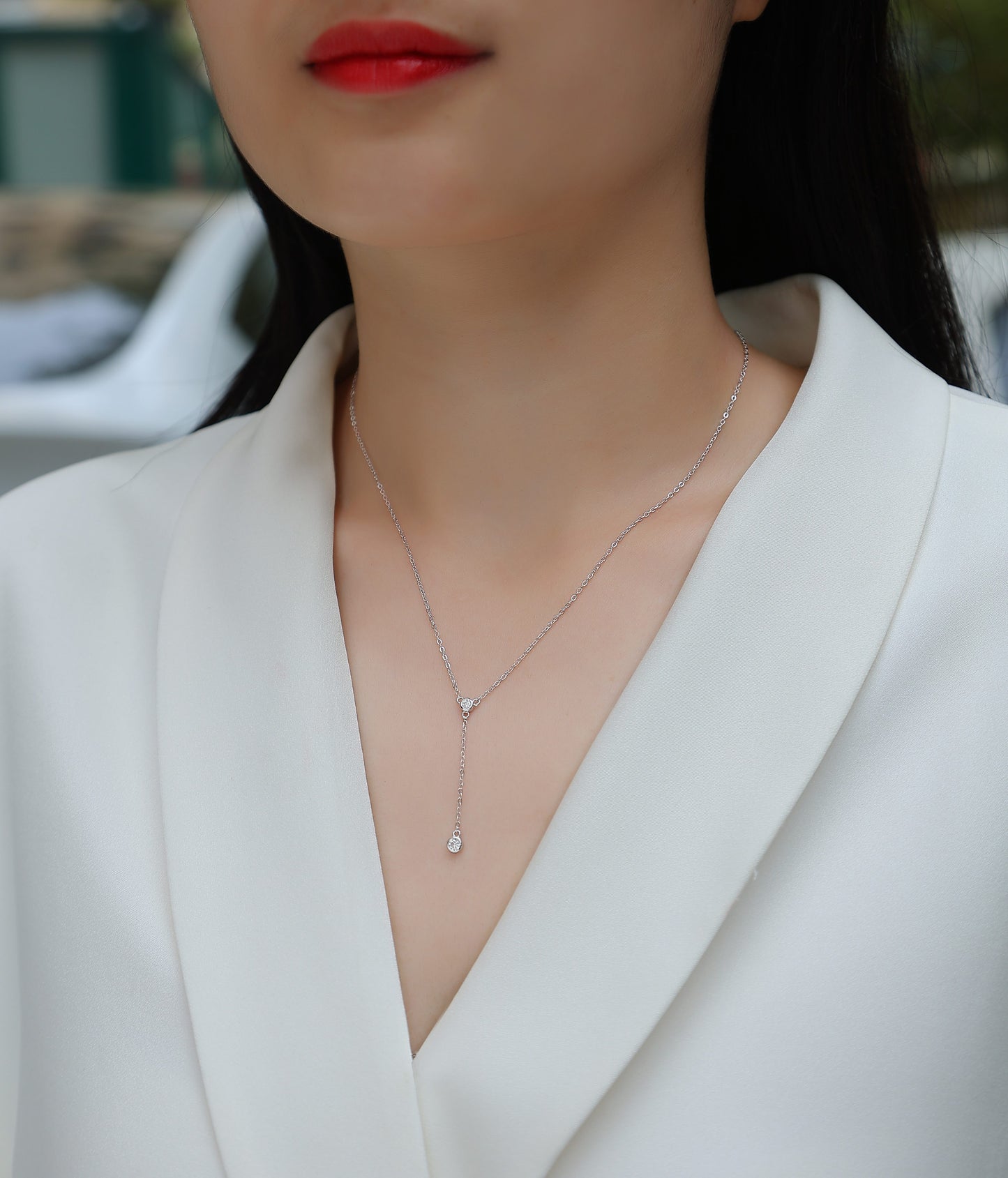 Tassel – Moissanite Pendant Necklace (S925 Silver, Platinum Plated)