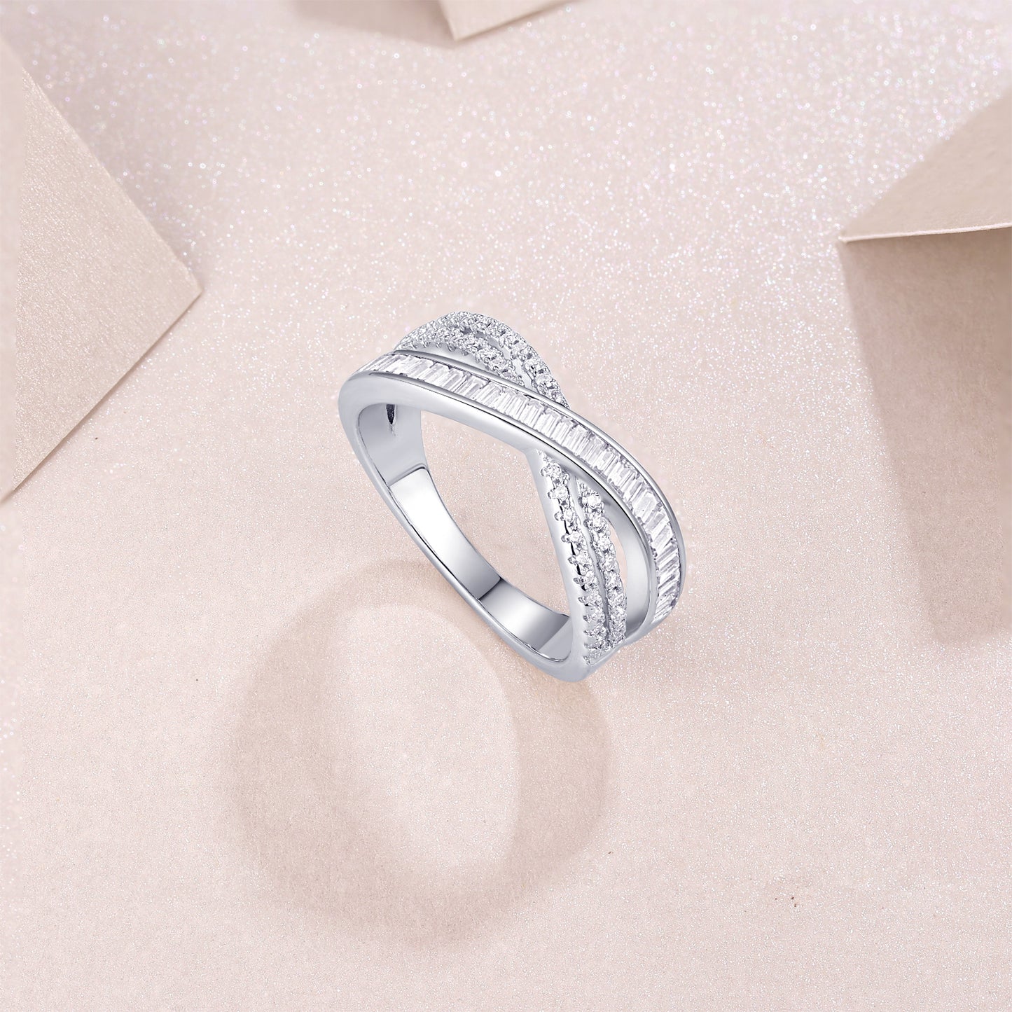 Moissanite Wedding Ring (S925 Silver, Platinum Plated)