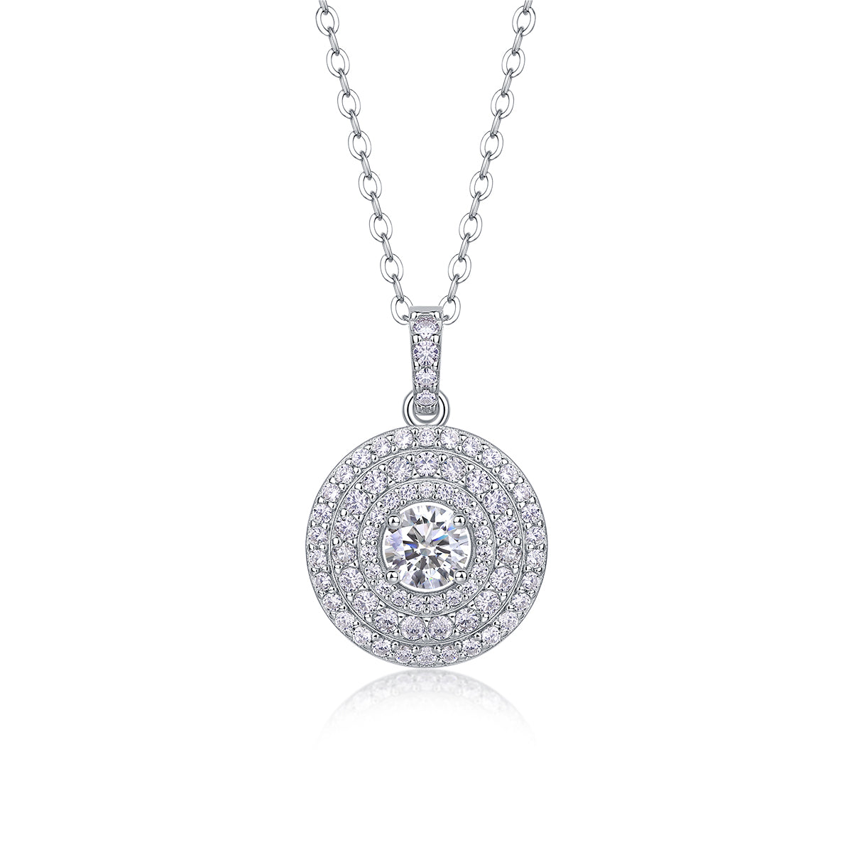 White Dune – Moissanite Pendant Necklace (S925 Silver, Platinum Plated)