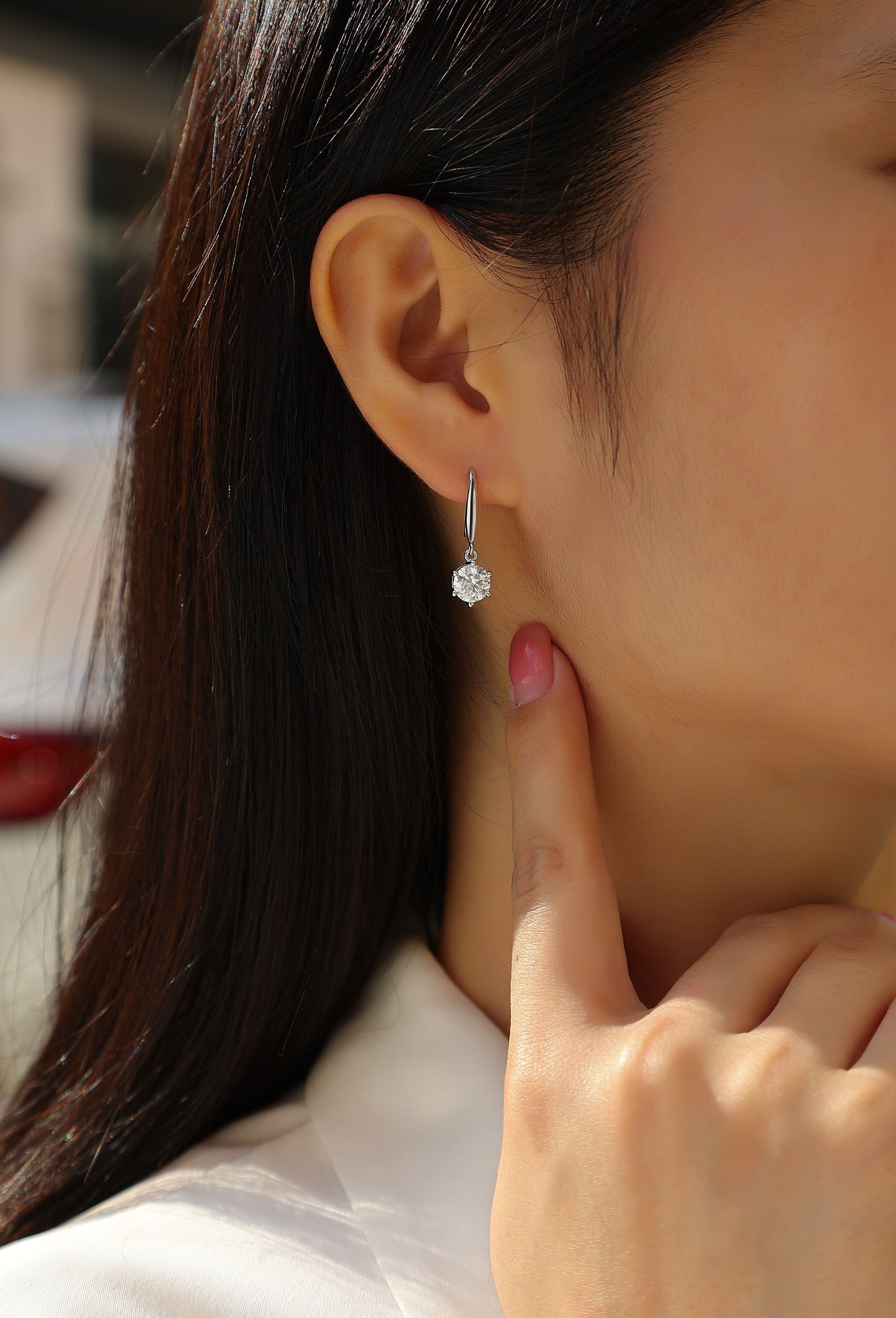 Moissanite Stud Earrings (S925 Silver, Platinum Plated)