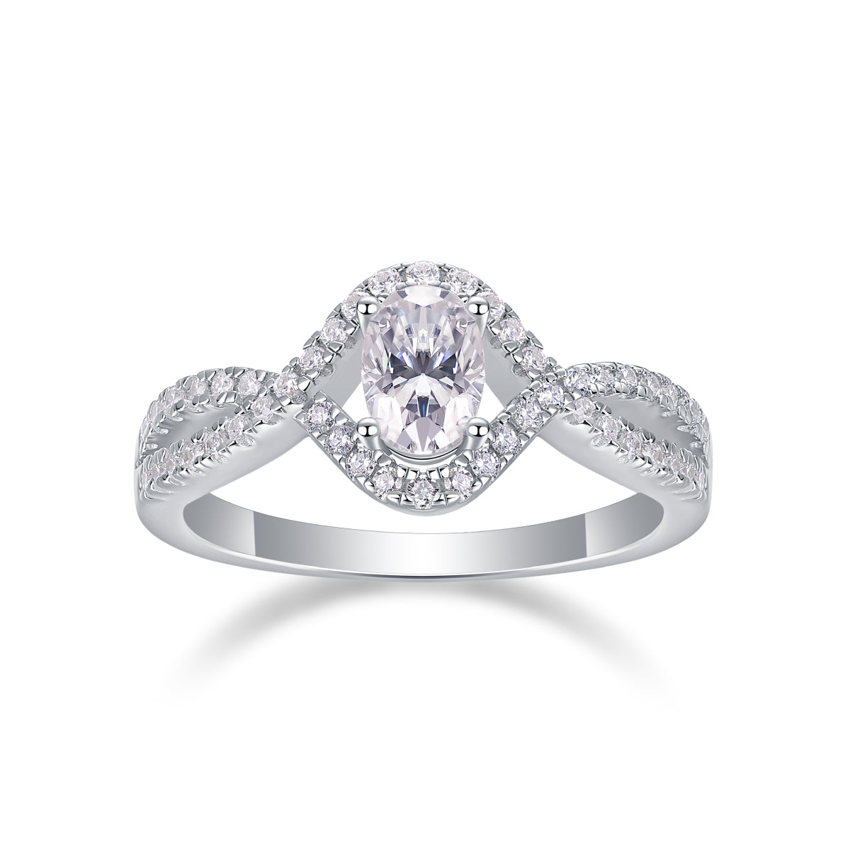 Alice in Wonderland – Moissanite Wedding Ring (S925 Silver, Platinum Plated)