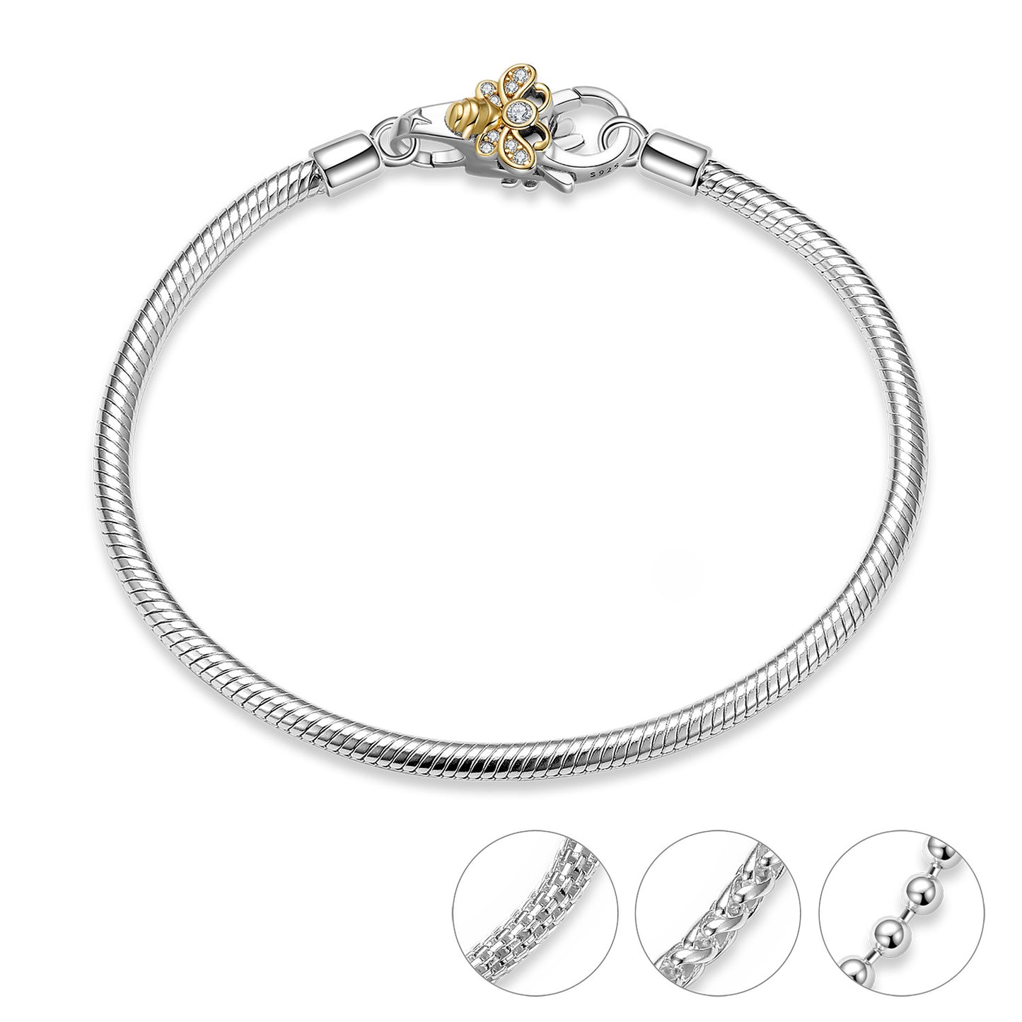 Bee Lobster Buckle Gold-plated S925 Sterling Silver Personality Diy Accessories