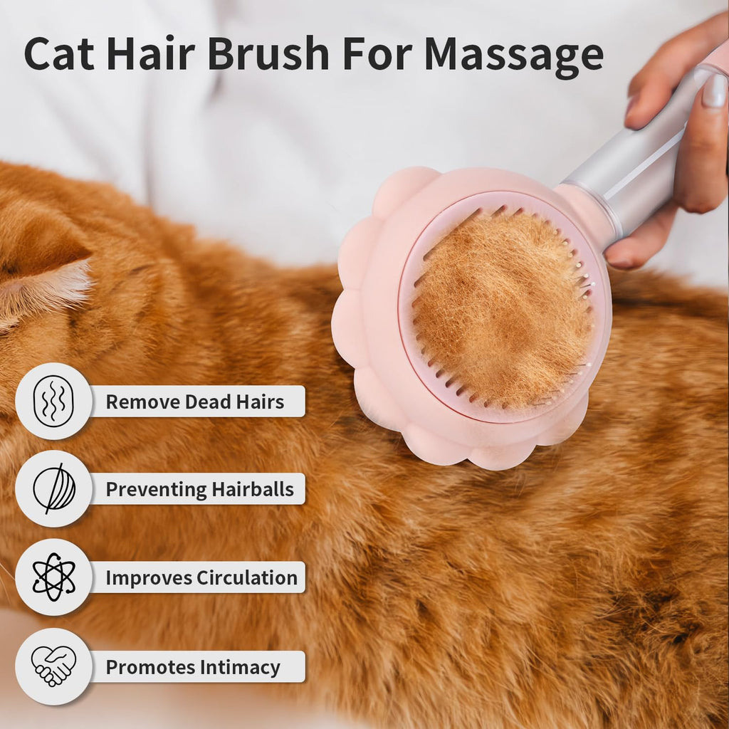 Cat Brushes For Indoor Cats With Release Button Cat Brush For Shedding Massage Grooming Self Cleaning Slicker Brush For Dogs Cats Pet Brush Comb For Long Short Hair Cats Remove Loose Fur