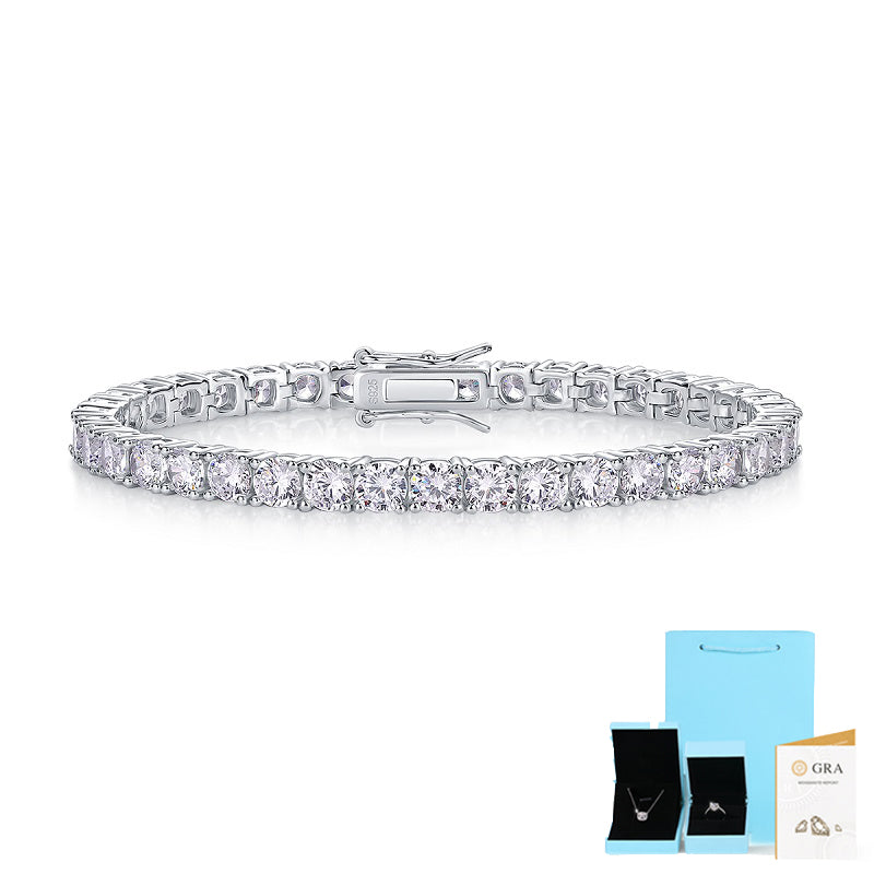 Moissanite Bracelet – S925 Silver, Platinum Plated