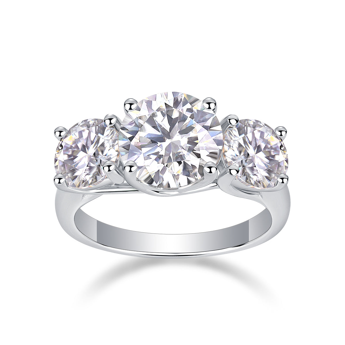 Three Lives of Fortune – 3ct Moissanite Wedding Ring (S925 Silver, Platinum Plated)