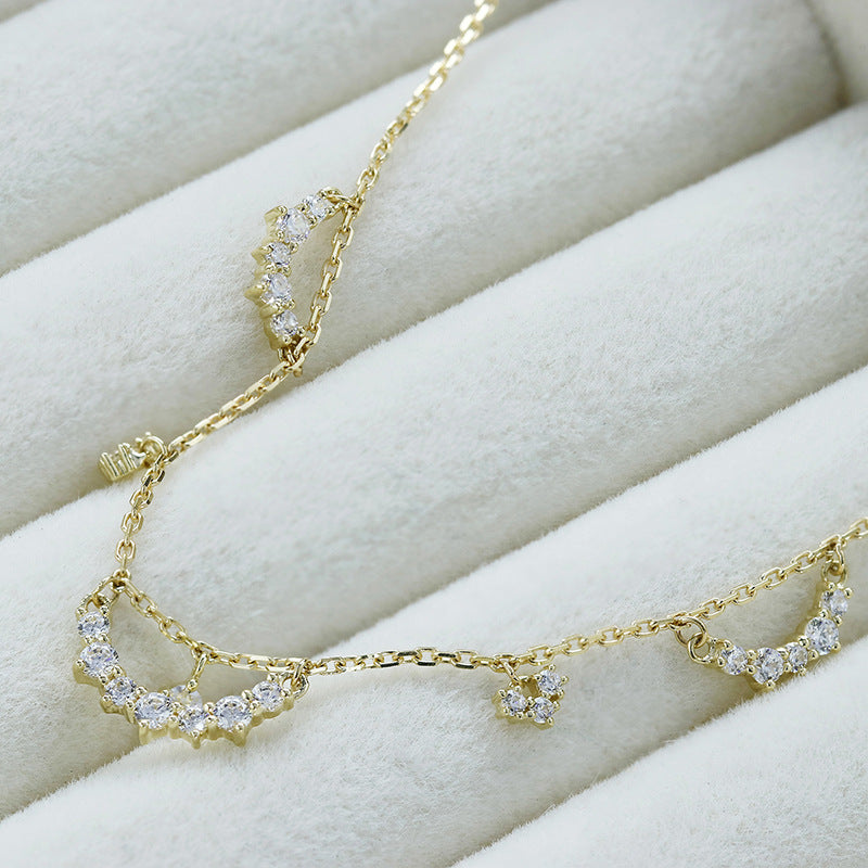 S925 Silver Plated 14k Gold Zircon Hollow Necklace