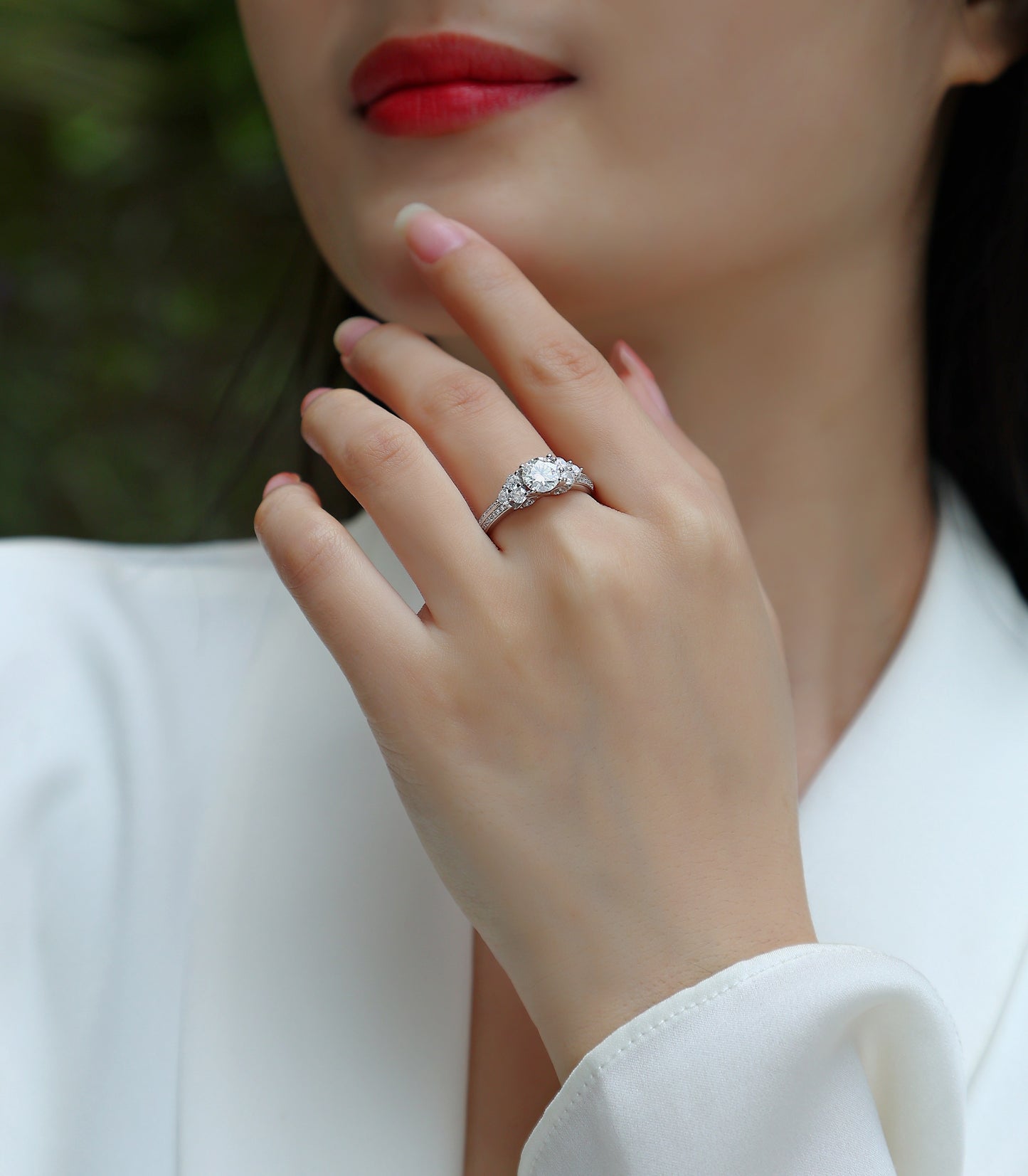Luxury 1CT Coral Dream Moissanite Ring – S925 Silver