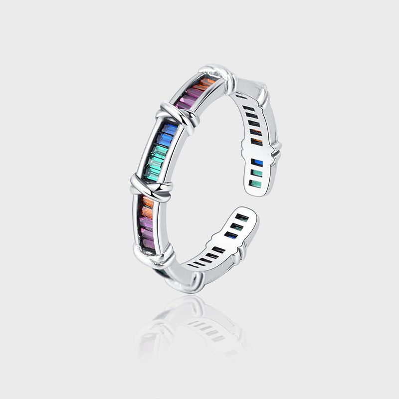 Sterling Silver 925 Rainbow Ring Female Design Small Fashion