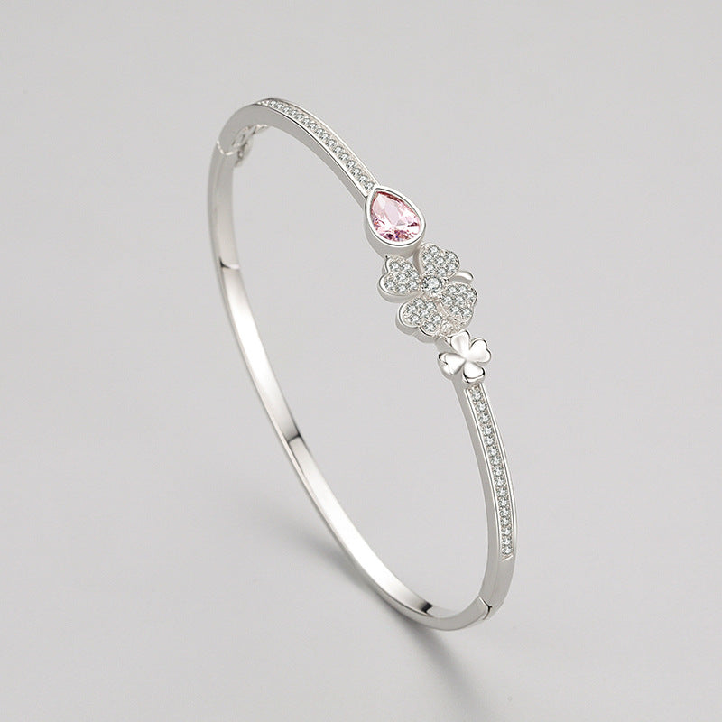 S925 Sterling Silver Four-Leaf Clover Bracelet for Women