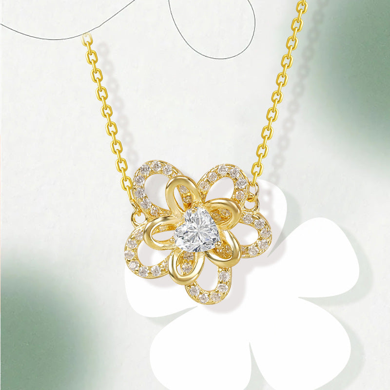 S925 Sterling Silver Sunflower Necklace for Women