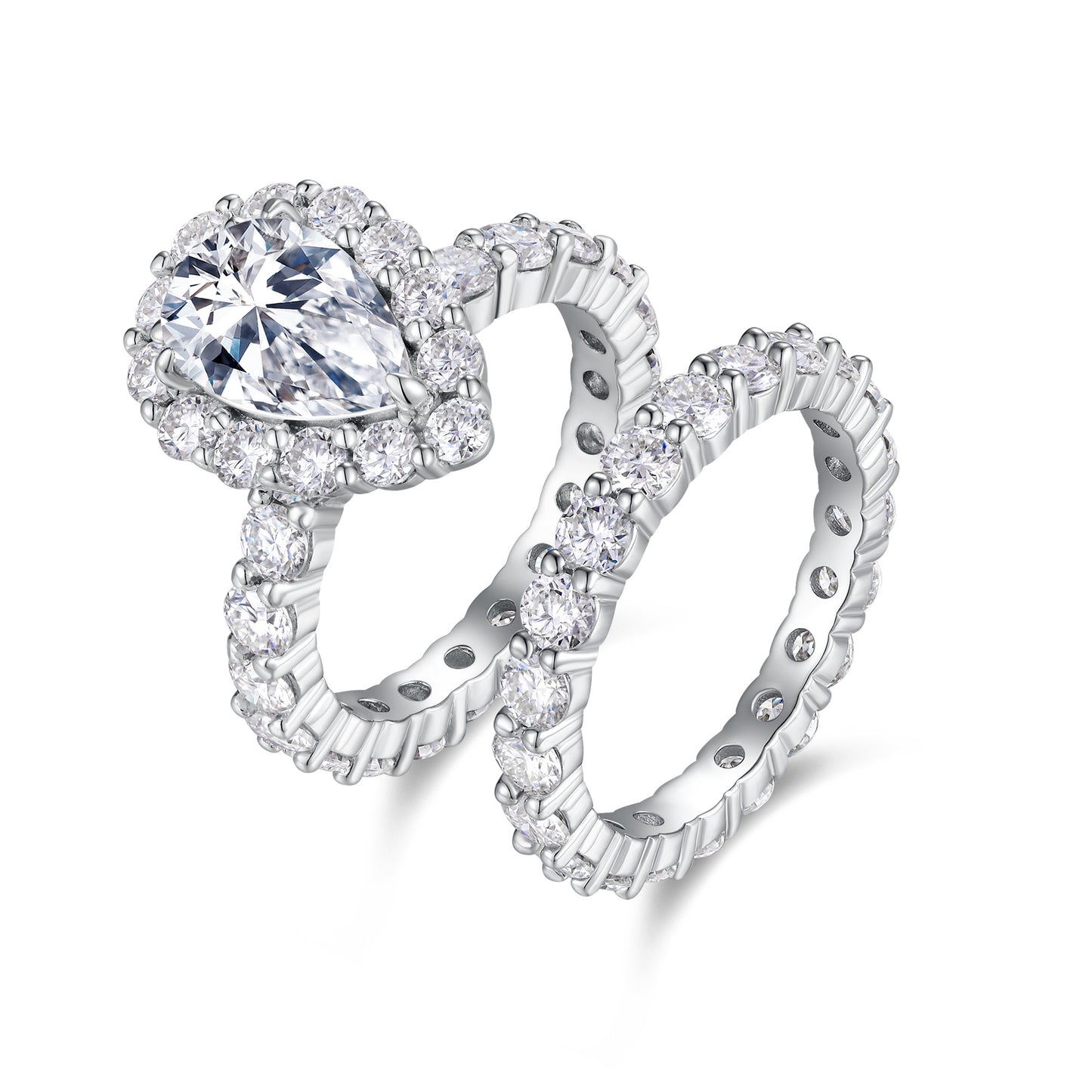 Luxury Pear Moissanite Love Ring – S925 Silver