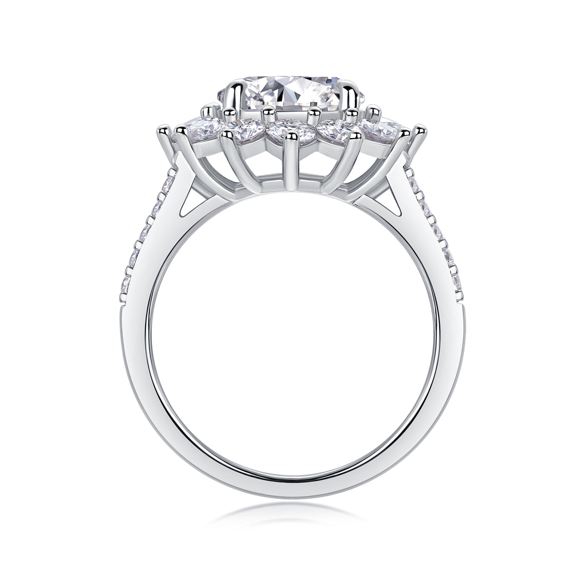 Luxury 3CT Moissanite Sunflower Ring – S925 Silver