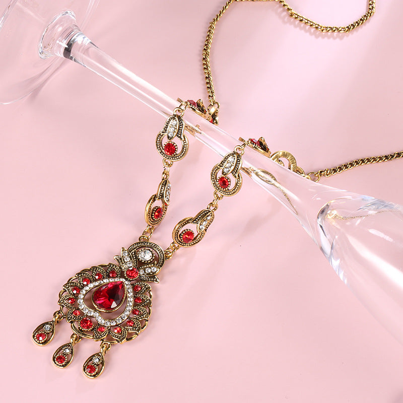 Vintage Indian Necklace & Earrings Jewelry Set