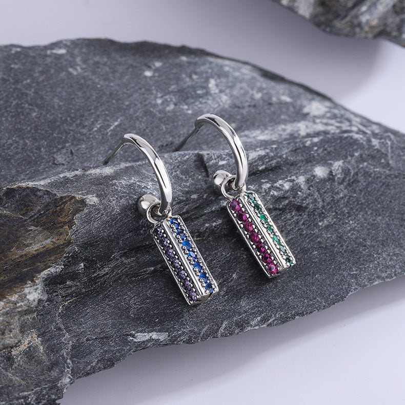 Long S925 Sterling Silver Colorful Earrings for Women