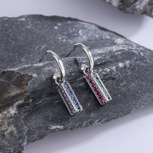 Long S925 Sterling Silver Colorful Earrings for Women