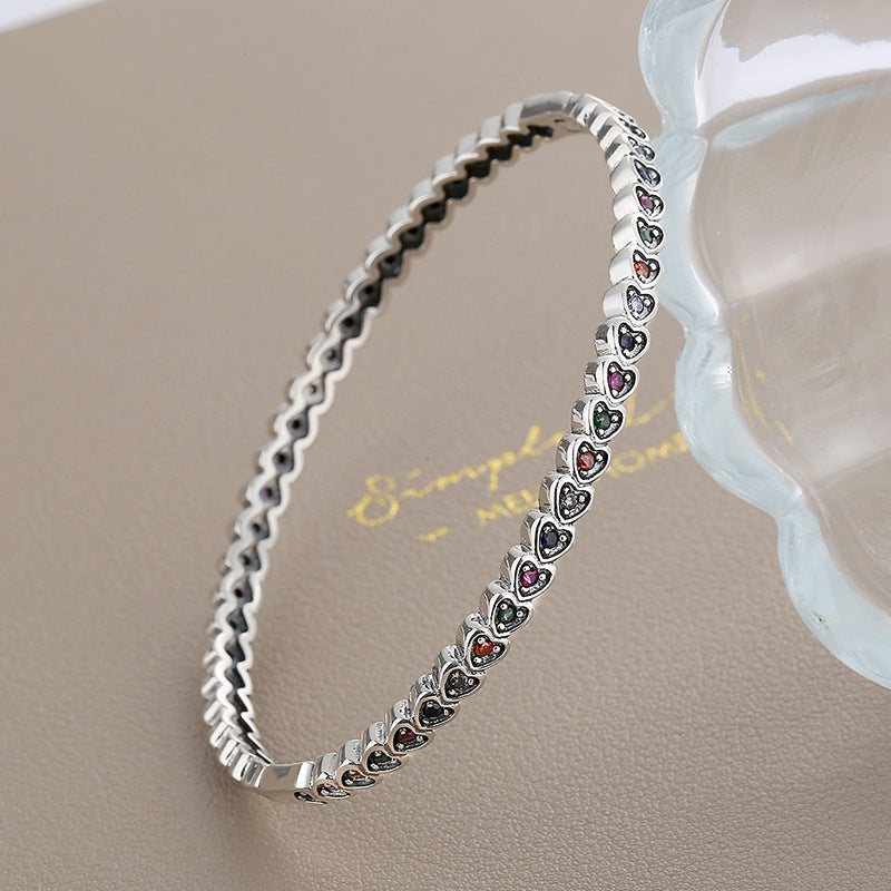 S925 Sterling Silver Love Bracelet for Women – Retro Punk Style