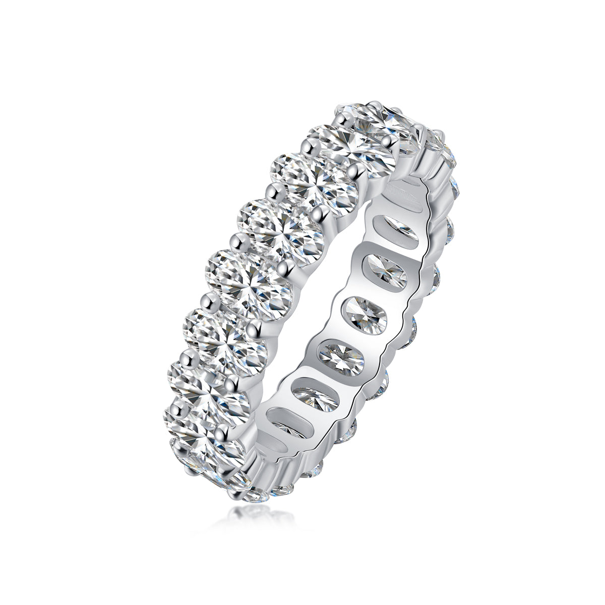 Oval Moissanite Wedding Ring (S925 Silver, Platinum Plated)