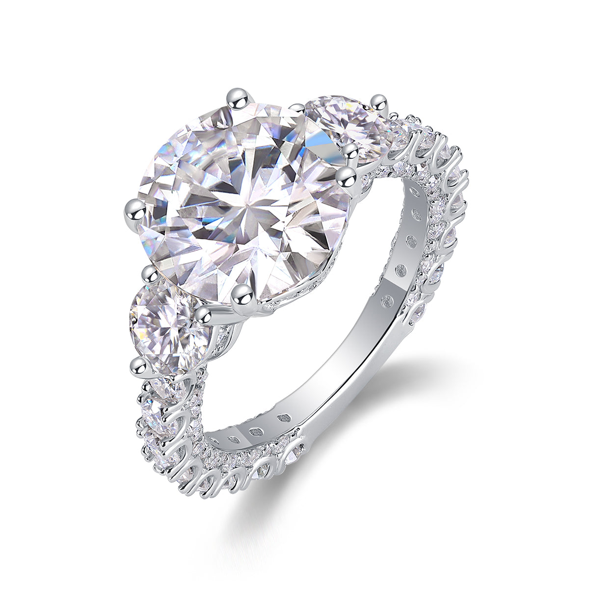 Luxury 5CT Three-Stone Moissanite Ring – S925 Silver