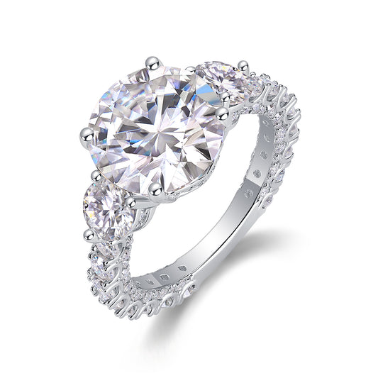 Luxury 5CT Three-Stone Moissanite Ring – S925 Silver