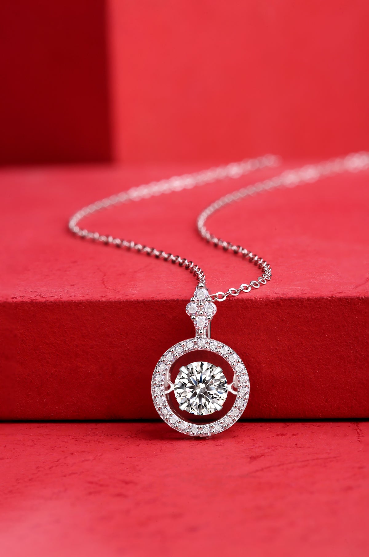 Moissanite Pendant Necklace (S925 Silver, Platinum Plated)