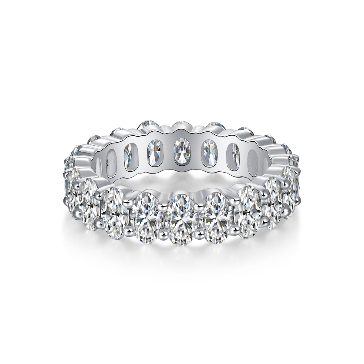 Oval Moissanite Wedding Ring (S925 Silver, Platinum Plated)