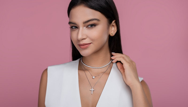 Moissanite Jewelry Set – Necklace & Chain (S925 Silver, Platinum Plated)