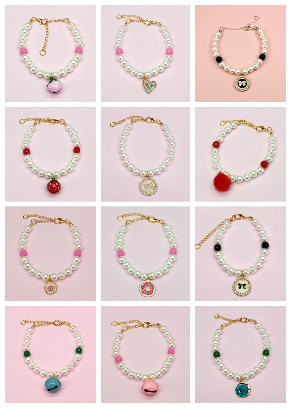 Pet Pearl Necklace with Bell – Love Design Cat & Dog Accessory
