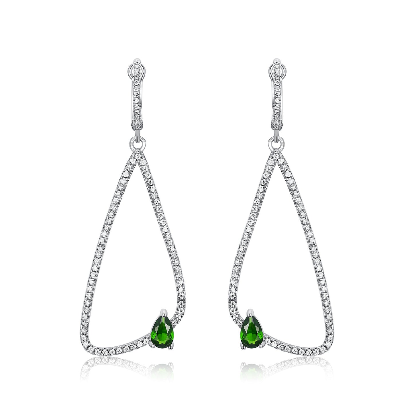 Fashion Earrings Women's Full Body S925 Silver Inlaid Natural Diopside