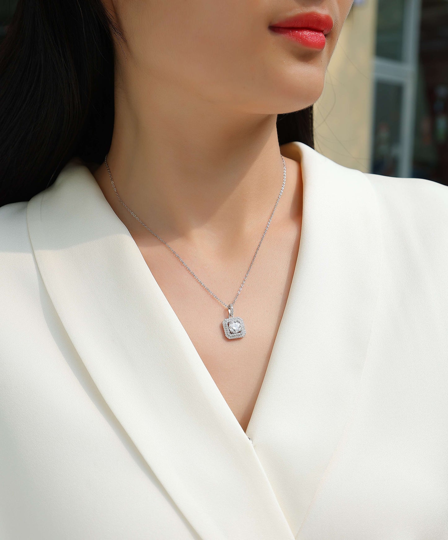 Sugar Diamond – Moissanite Pendant Necklace (S925 Silver, Platinum Plated)