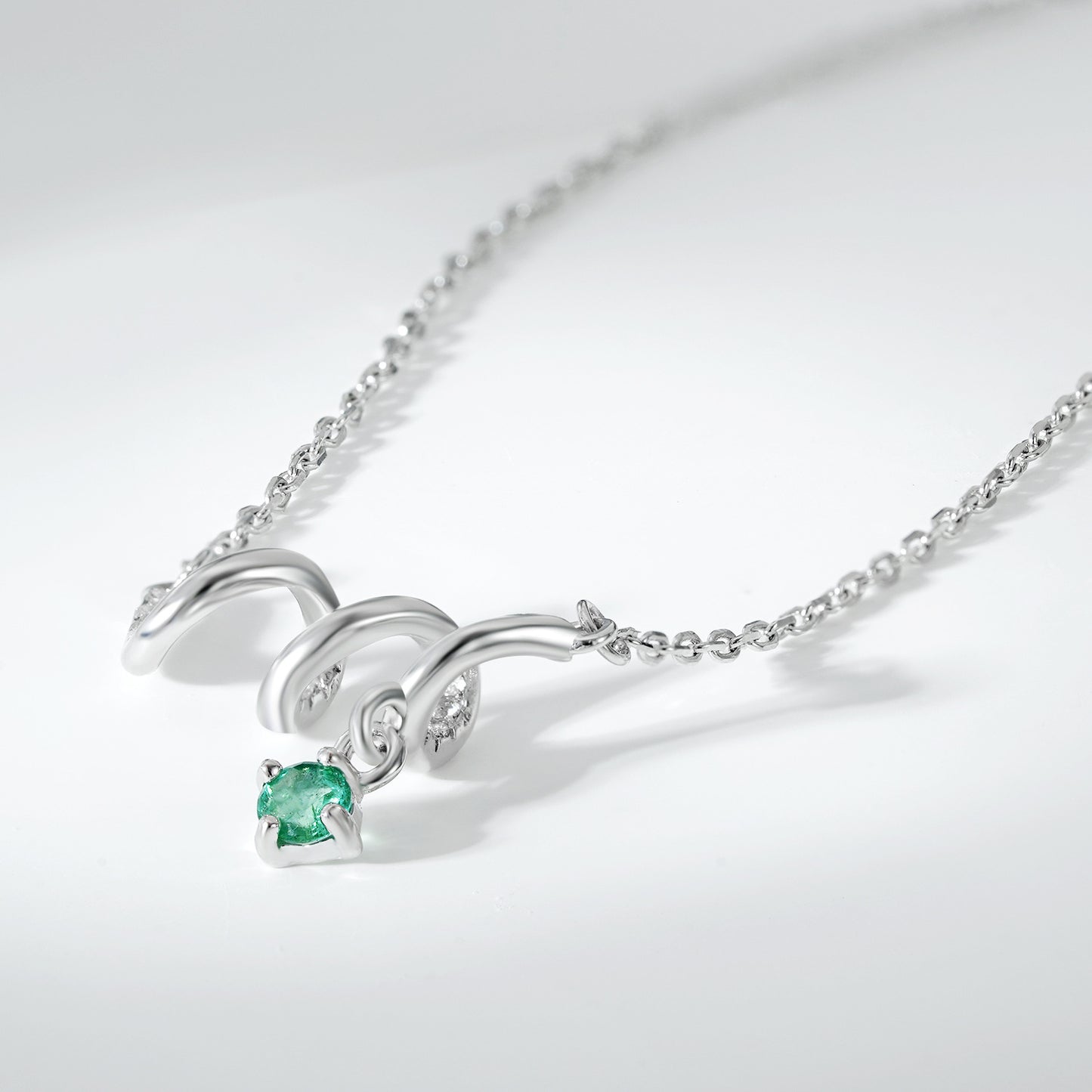 S925 Silver Emerald ECG Pendant Necklace for Women