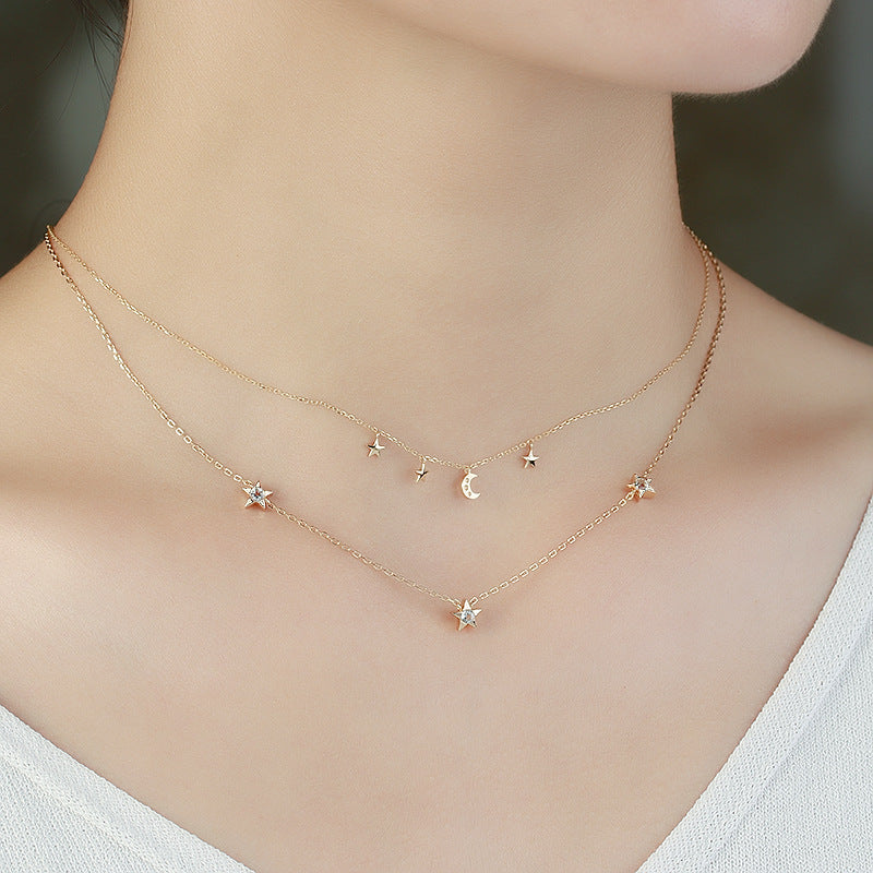 Sterling Silver Gold Plated Fashion Sequin Double Layer