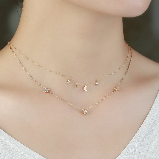 Sterling Silver Gold Plated Fashion Sequin Double Layer