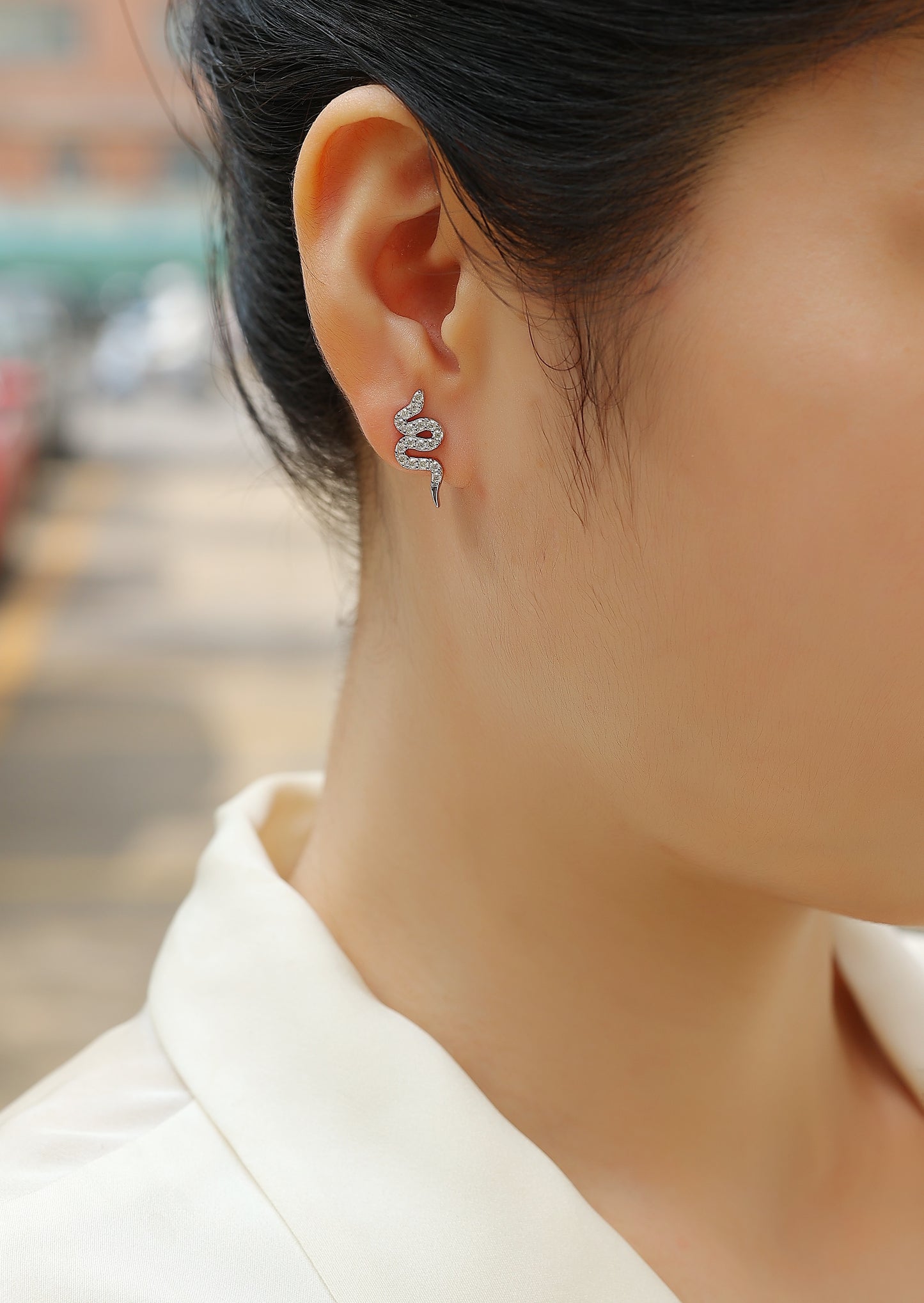 Luxury Snake Moissanite Stud Earrings – S925 Silver