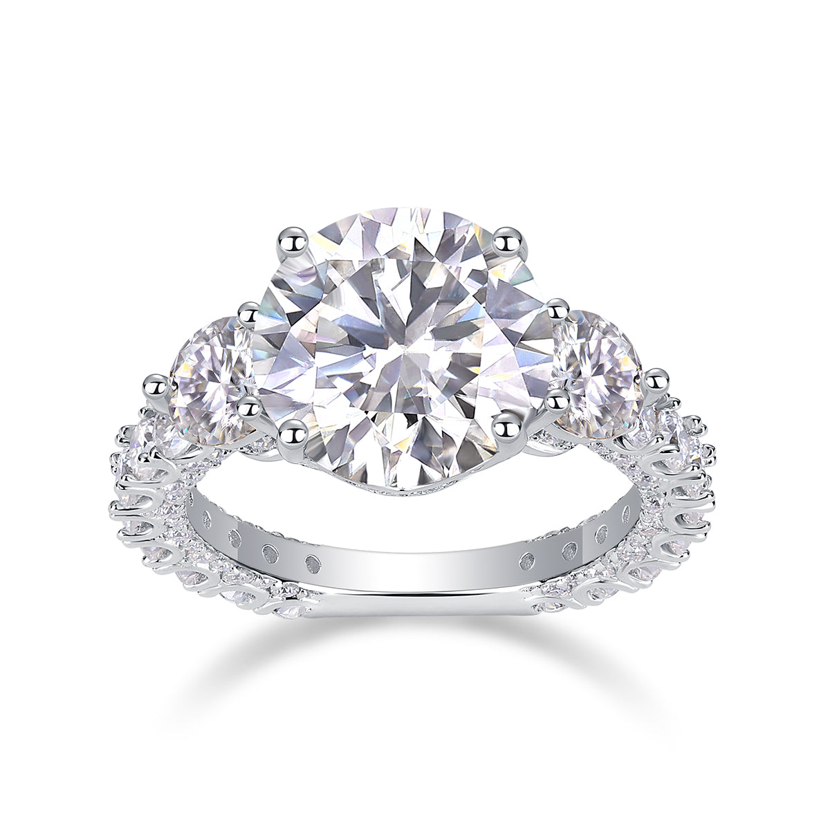 Luxury 5CT Three-Stone Moissanite Ring – S925 Silver
