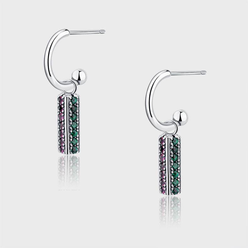 Long S925 Sterling Silver Colorful Earrings for Women