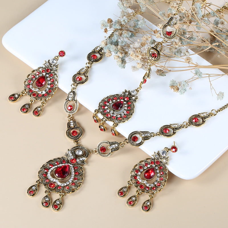 Vintage Indian Necklace & Earrings Jewelry Set