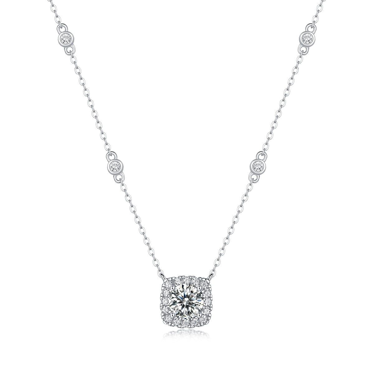 Fate in Dreams – Moissanite Pendant Necklace (S925 Silver, Platinum Plated)