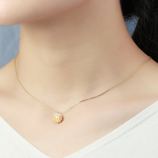 Natural Shell & Freshwater Pearl Frosted Necklace