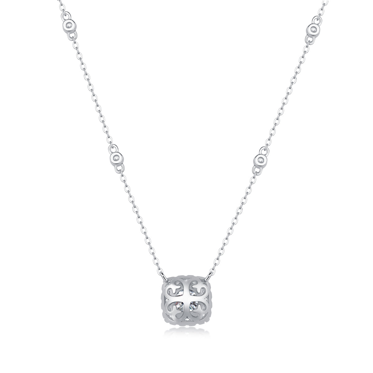 Fate in Dreams – Moissanite Pendant Necklace (S925 Silver, Platinum Plated)
